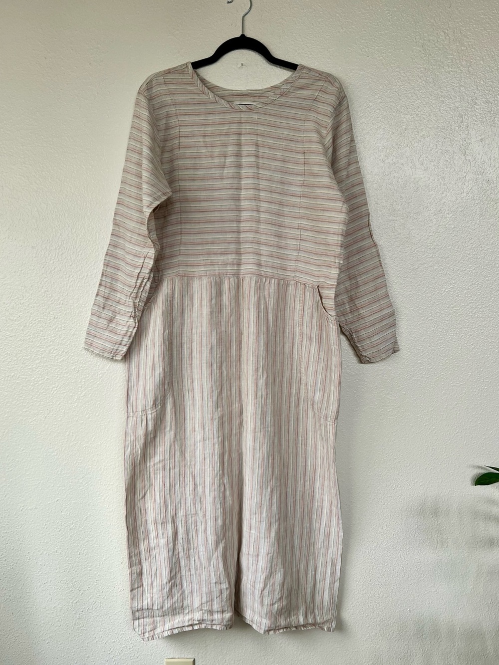 Flax Relaxed Striped Long-Sleeve Dress size Small